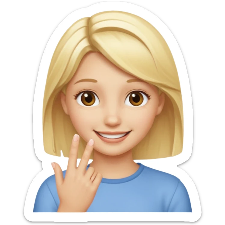 fingermouthing el gesto que es tan viral ahora en tik tok que le haga una chica rubia sticker