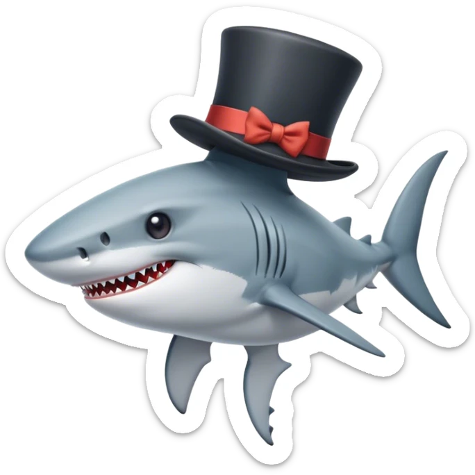 Shark with a top hat sticker