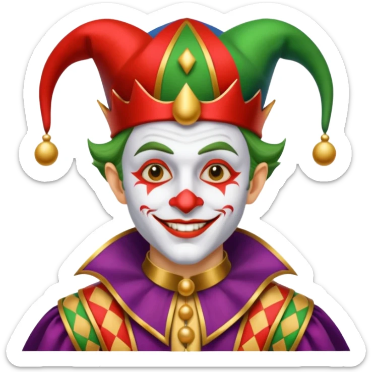 crazy funny colorful human jolly joker, medieval, vintage, court jester, mac os icon sticker