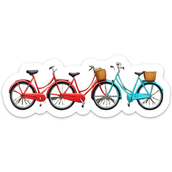 Cinematic Realistic Amsterdam Canal Houses Landmark Emoji, featuring narrow, gabled facades in vibrant colors reflecting on the calm canal waters, with bicycles lining the cobblestone streets. sticker