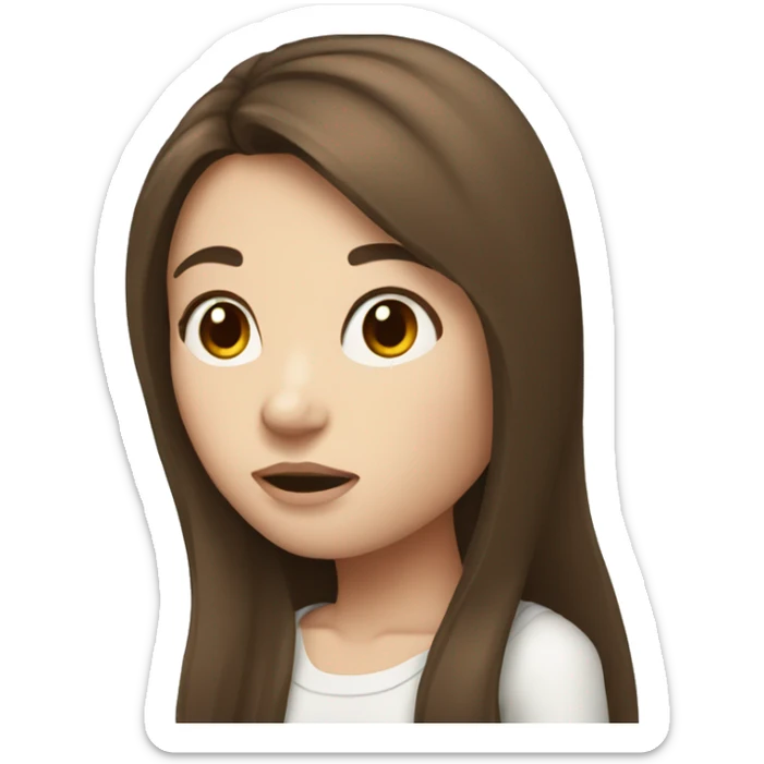 girl with long brunette hair and white skin shrugging sticker