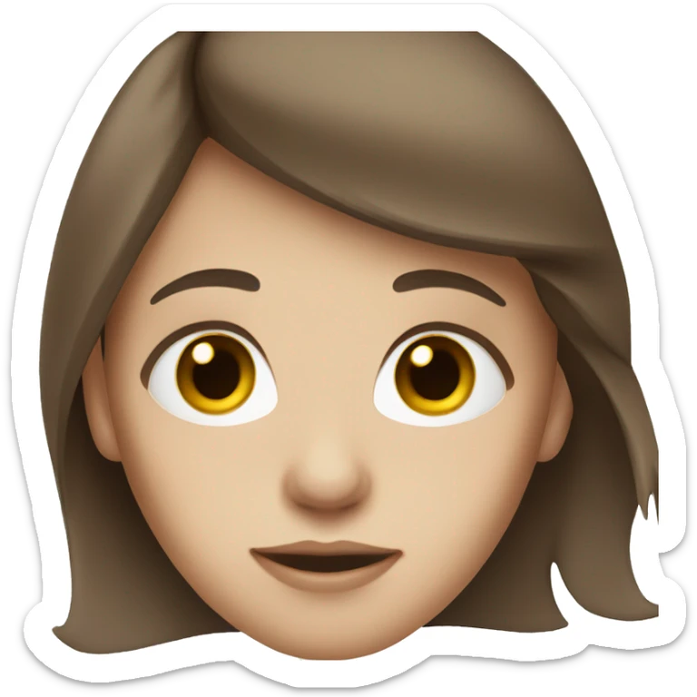 Girl with brown hair and eyes and white skin sticker
