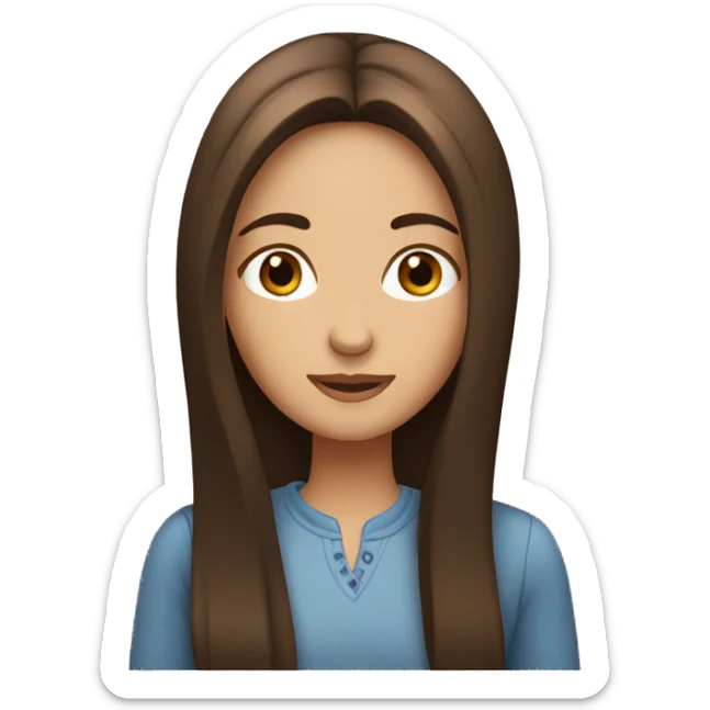 Girl with long brown straight hair and brown eyes sticker