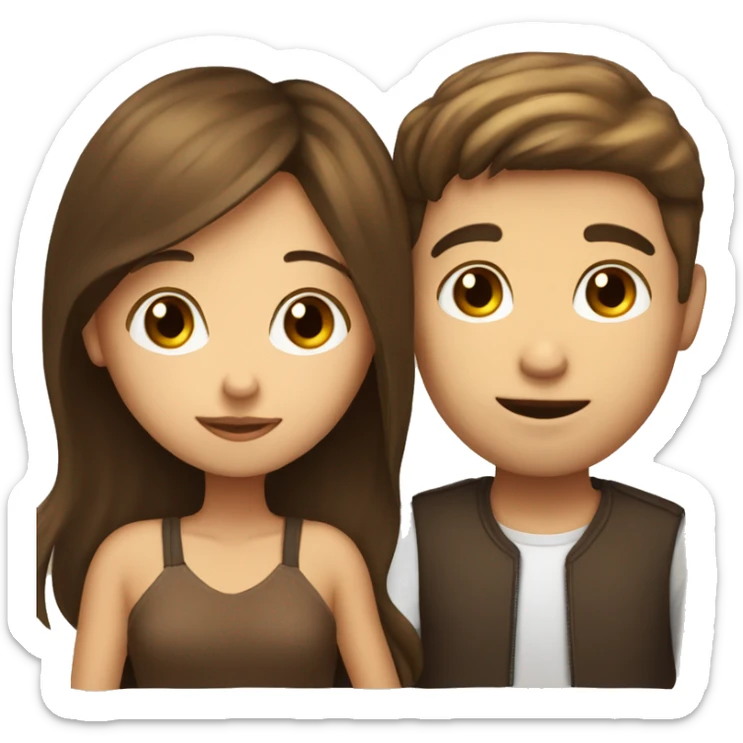 Brown hair guy kissing brown hair girl sticker