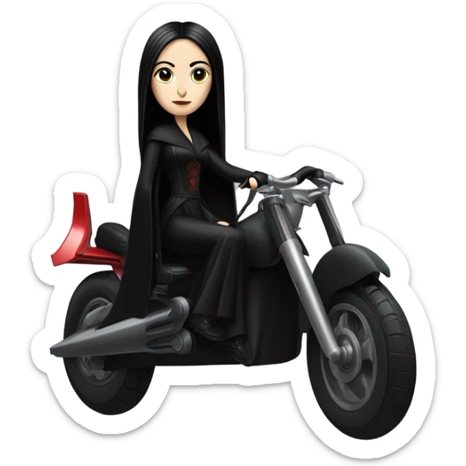 Jedi teen Morticia Addams flying a red imperial patrol speeder  sticker