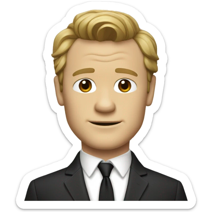 Barney Stinson, with short face and dark blond hair, in a cream-black suit sticker
