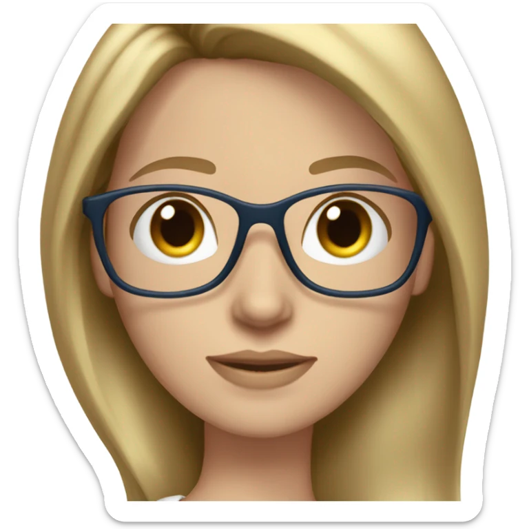 diana dark blonde straight hair, blue eyes, glasses  sticker