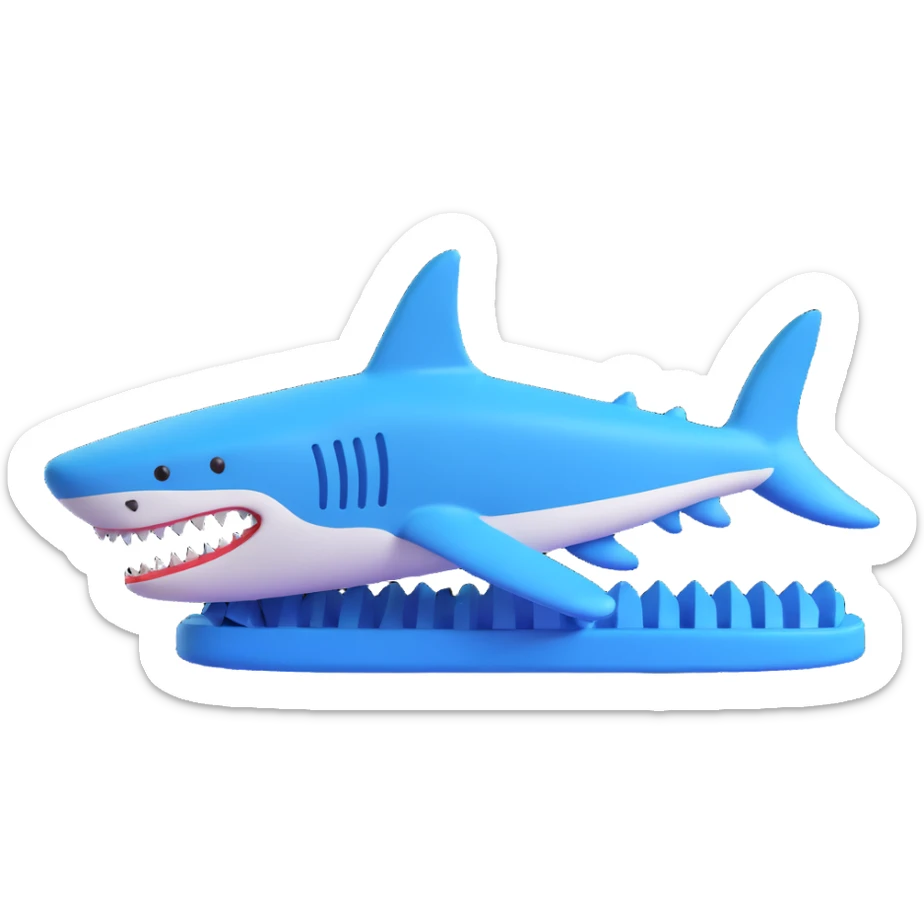 3D emoji of a blue shark merged with a Nike shoe, icon style sticker