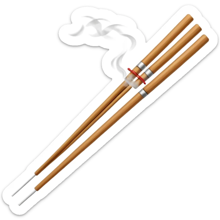 The chopsticks 🥢 emoji with smoke of a cigarette 🚬 to look like a incense stick  sticker