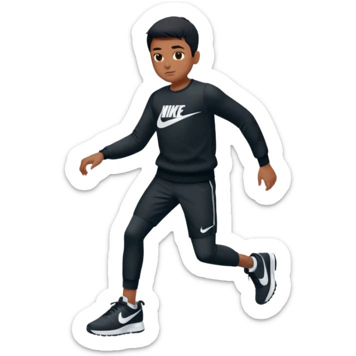 un emoji (qui ressemble à un vrai emoji téléphone)de quelqu'un qui tombe (homme noir pull Nike).Il tombe vers l'avant .Il a 11 ans sticker