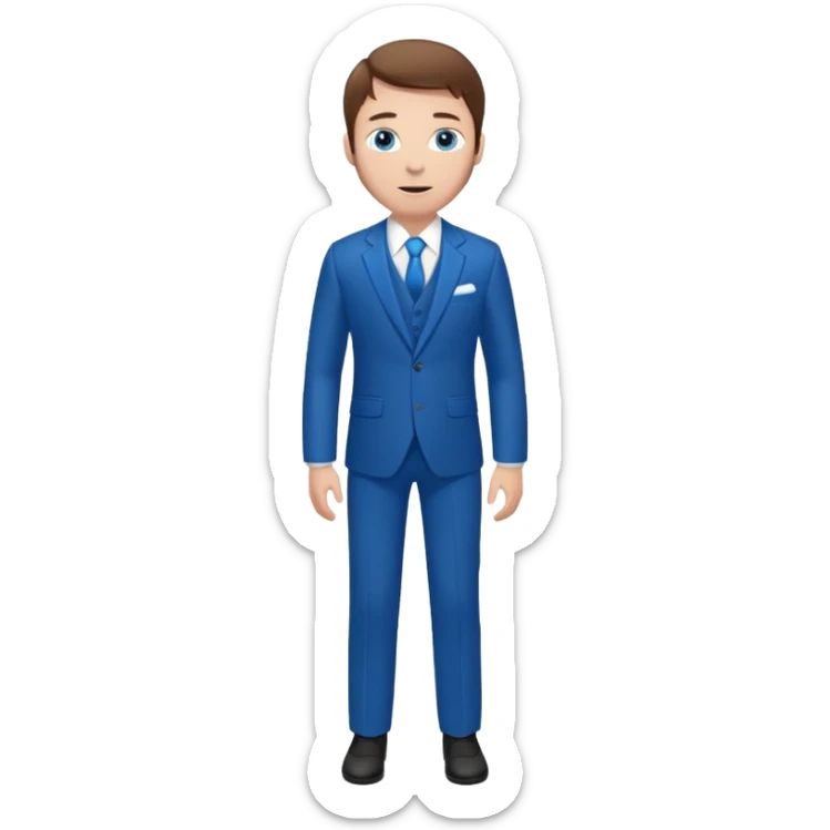 Chico blanco,ojos azules,vestid novio, cuerpo entero, pelo castaño sticker