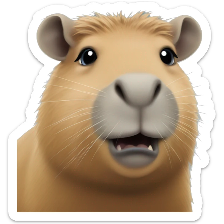 a capybara who just won a racing championship with blue team colors sticker