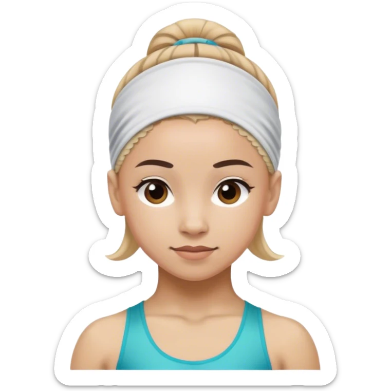 The face of a gymnast in a sports headband sticker