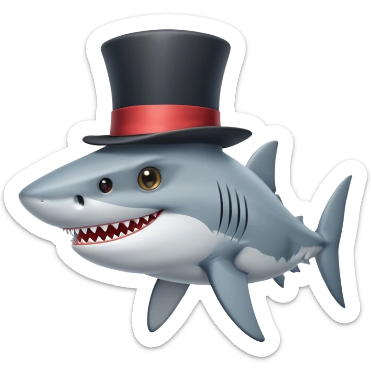 Shark with a top hat sticker