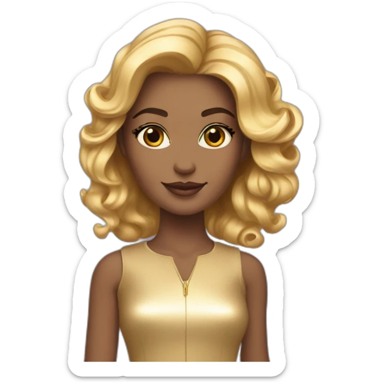 Posh-girl-with-golden-suit-and-blue-eyes-and-rainbow-unicorn-hair sticker