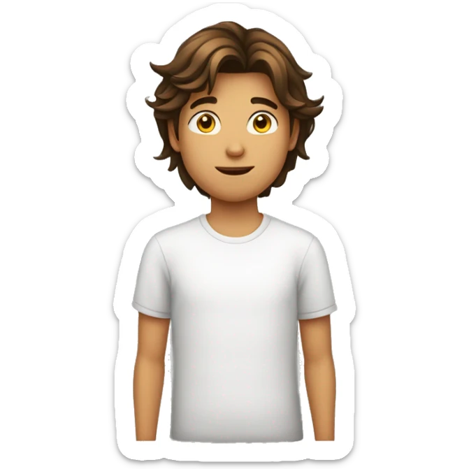 Adolescent homme de 15 ans métisse avec des cheveux bruns mi long mi court  sticker