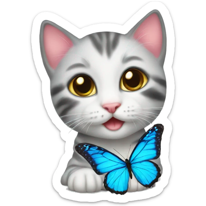 Kitten with butterflies  sticker