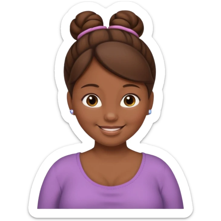 pregnant woman, brown hair, dark skin, bun hair sticker