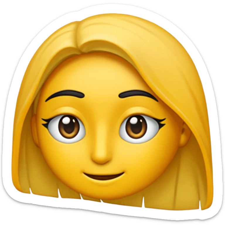 Uzun Siyah, uçları çok hafif sarı düz saçlı , kahküllü,  gözlüklü, eyelinerli siyah tişörtlü ve diş teli takan bir kız emojisi yap sticker