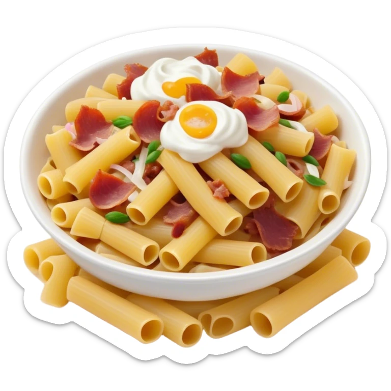 I want a pasta emoji with lardons, onions and fresh cream pls babe with an emoji style sticker