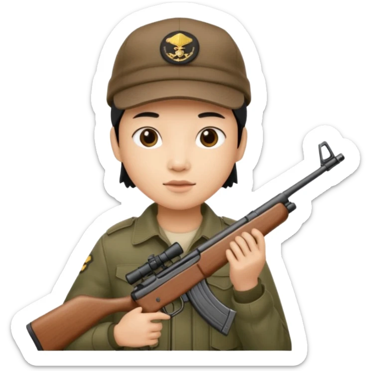 tung tung tung sahur met zijn kap aan en een geweer in zijn hand sticker