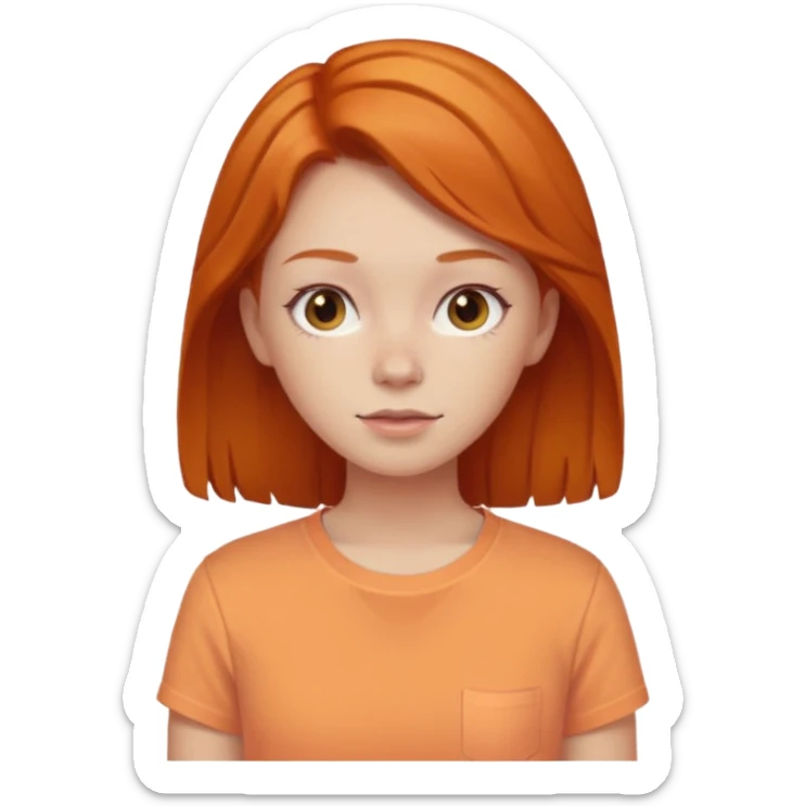 Pretty ginger hair girl wearing pastel orange shirt sticker