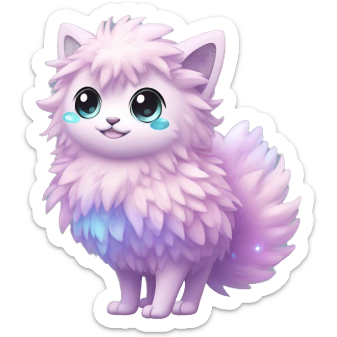 Shiny Shy Cool Sparkly Colorful Pastel Fluffy beautiful fantasy Kawaii Ethereal Sona Fakemon-animal Full Body sticker
