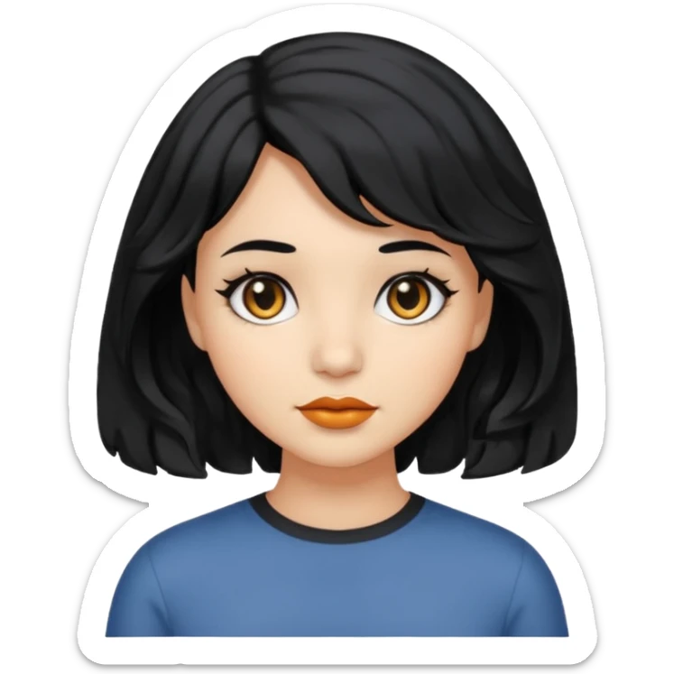 chica con pelo  negro y media melena ondulada y ojos negros sticker