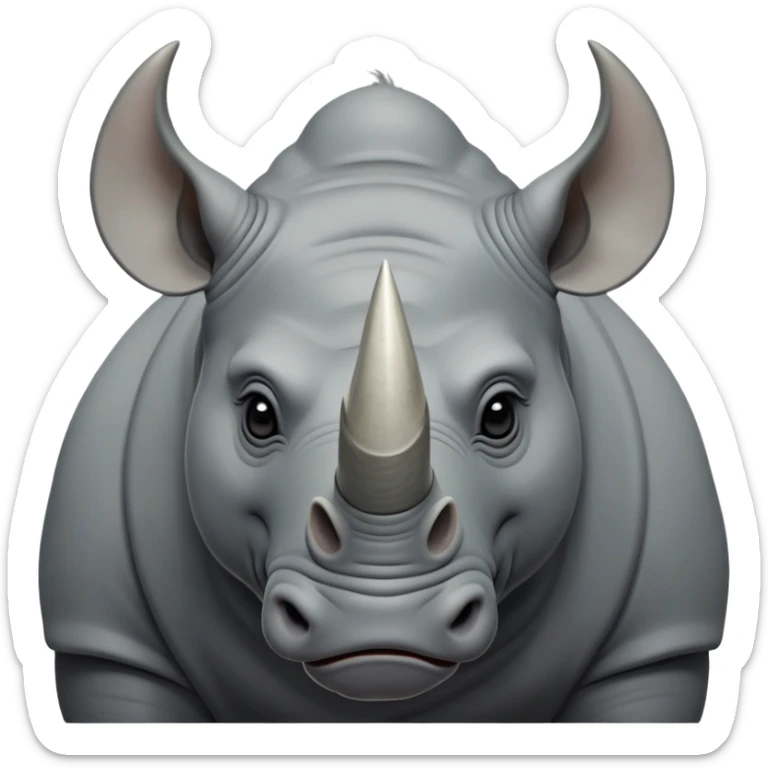 cinematic-noble--rhinoceros-portrait-emoji,slate-grey-hide--poised-and-regal,-with-a-massive,-powerful-build-and-a-thick, -deep-set-soulful-piercing-eyes,-simplified-yet-sharp-and-sophisticated-features,-highly-detailed,-large-black-eyes, zoomed out showing shoulders, large white horn  sticker
