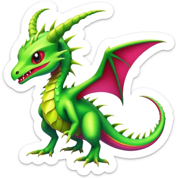 Colorful Neon Gothic Edgy Tropical Flygon-Aurorus-Amaura-Hybrid-Creature sticker