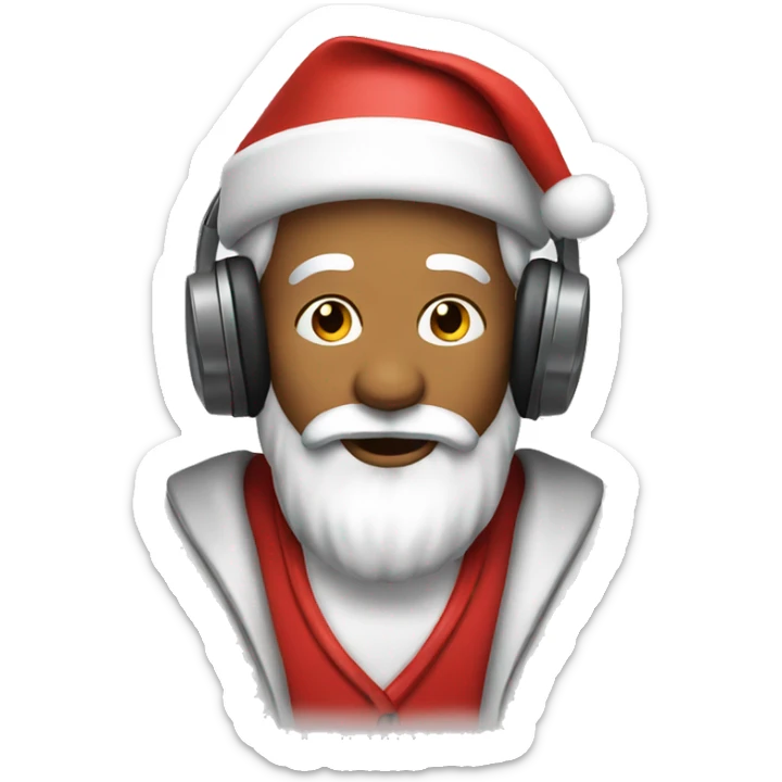 Santa with headphones  sticker