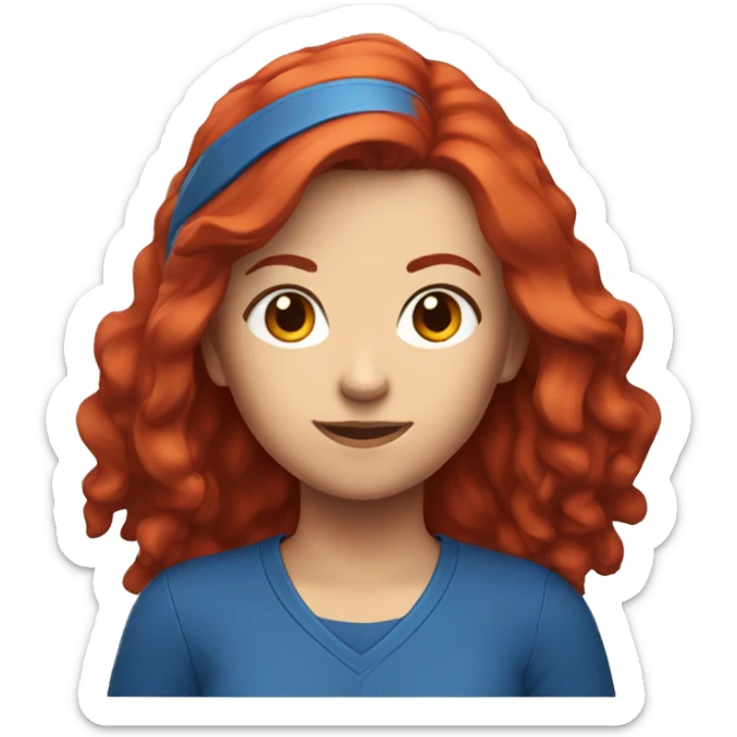 a female esports coach with red hair and blue shirt.  sticker