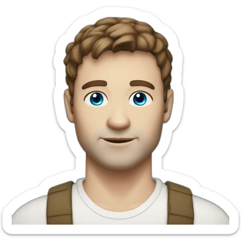 forty years old short brown hair man with very white skin and blue eyes sticker