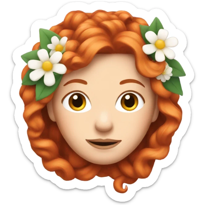 Long Red haired white woman with flowers in her hair  sticker