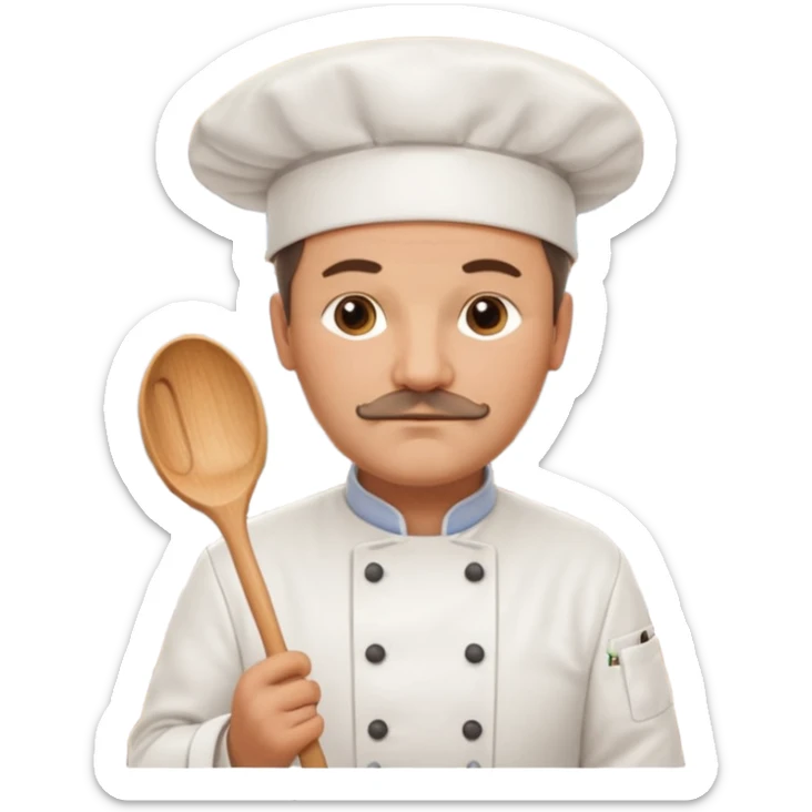 Est-ce que tu peux me faire un chef cuistot qui ressemble à Philippe Etchebest et qui est devant un restaurant?  sticker