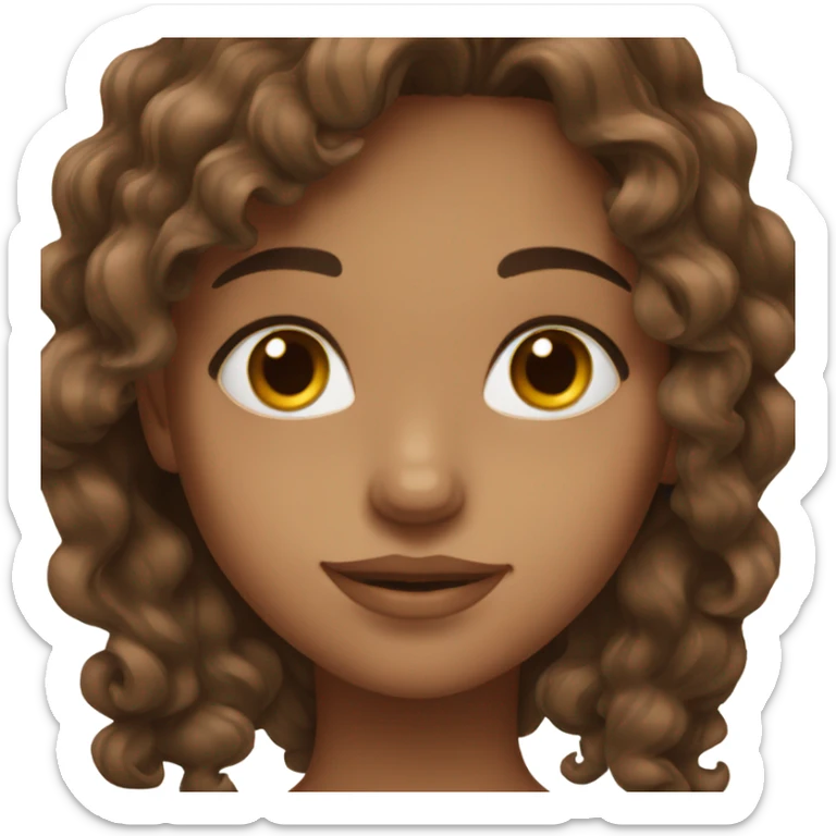 Beautiful girl with brown eyes and brown wavy hair sat in a tent  sticker