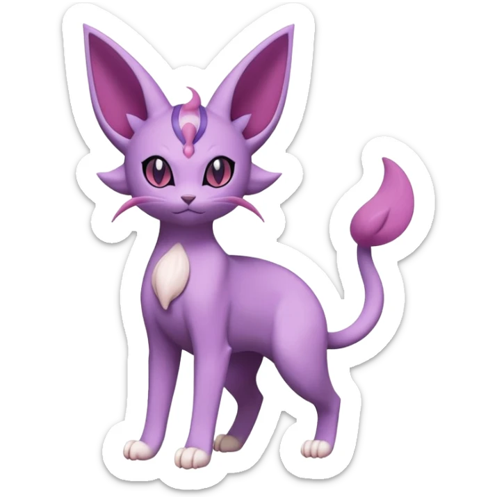 Purrloin-Espeon-Skitty-Pokémon-Fakémon-hybrid-creature (full body) sticker