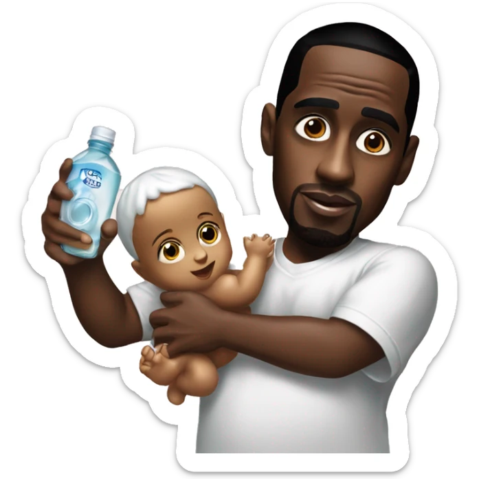 p diddy holding baby oil sticker