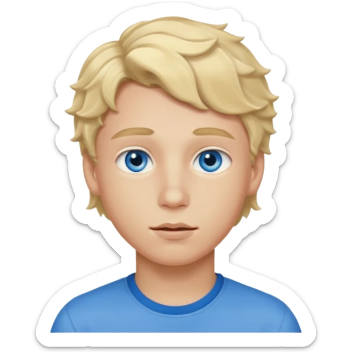 Teenage boy with blue eyes, blonde wavy hair and thick lips sticker