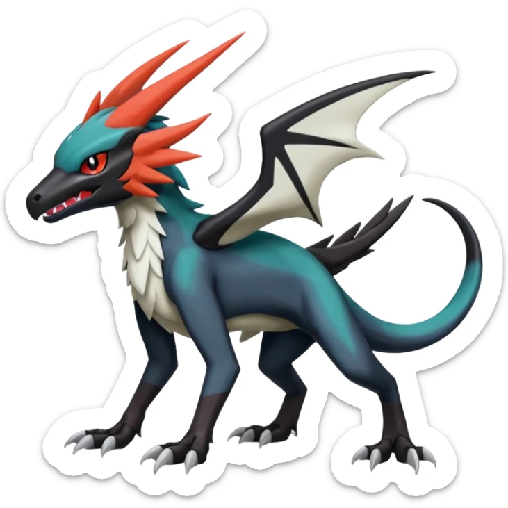 Salandit-Noivern-Mightyena-Silvally-Fakémon-hybrid-creature (full body)  sticker