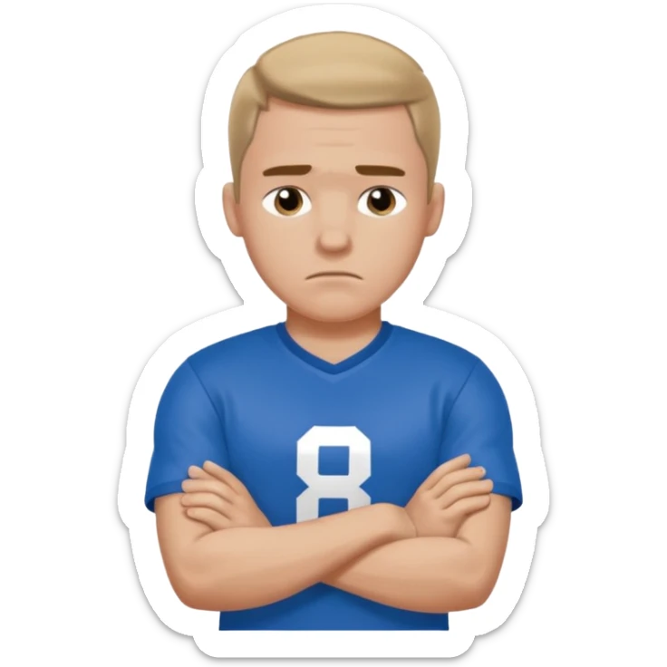 Cole Palmer in blue football t shirt crossed arms cold emoji sticker