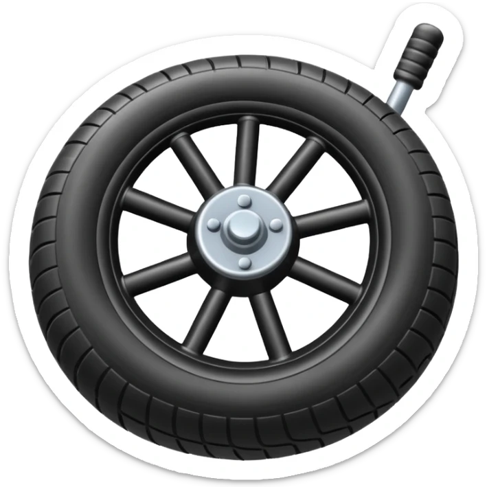 he aircraft's landing gear is one inflated, plump wheel with a strut, black in color sticker