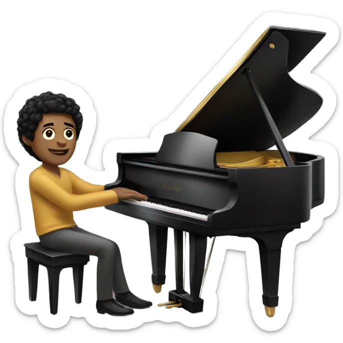 pair skin and black hair man playing grand piano sticker