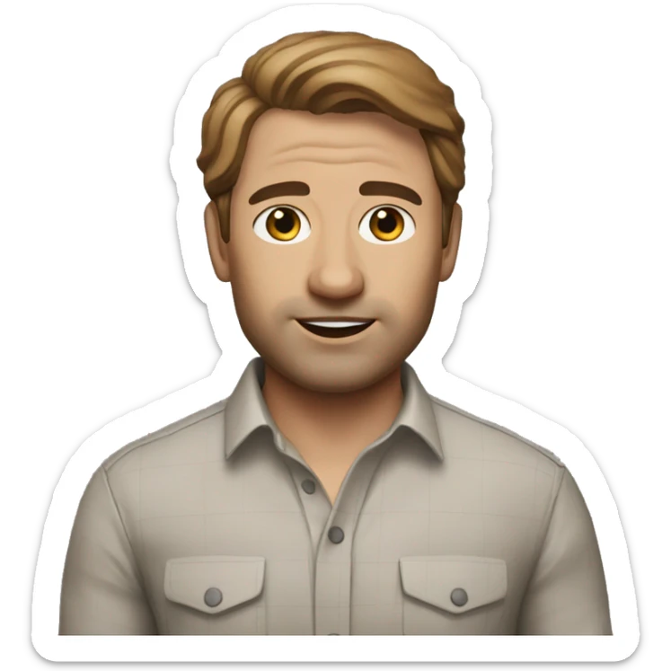 Memoji of Michael from the Office Wearing: Slightly rumpled casual shirt. Portrait sticker
