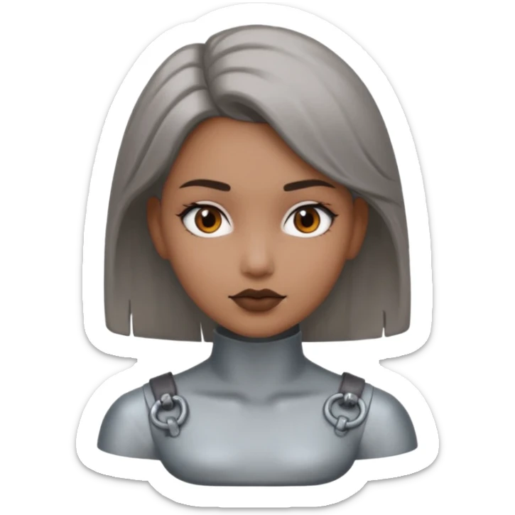 gray metal painted girl bust face included no skin color sticker