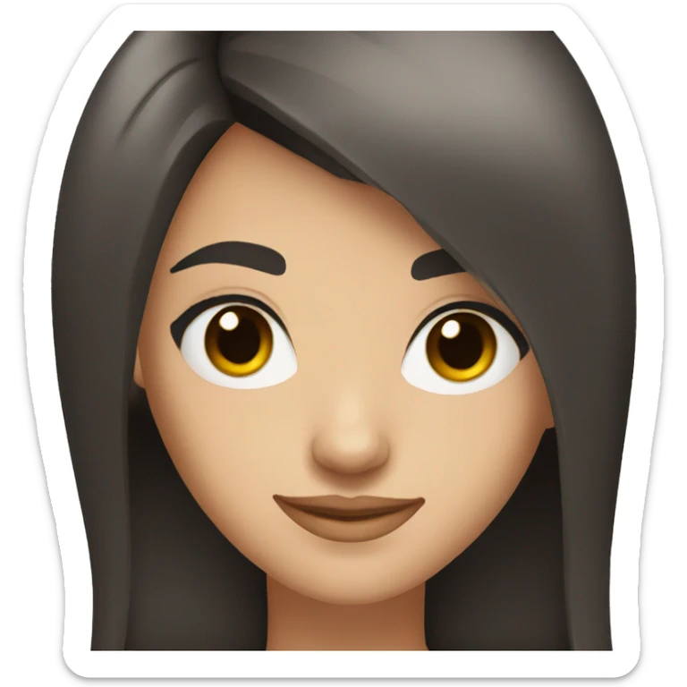 girl teenager with dark brown eyes and black straight hair smiling sticker