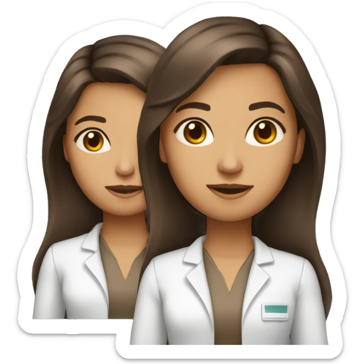Woman pharmaceutical scientist with brown hair brown eyes and tan skin no glasses long straight hair  sticker