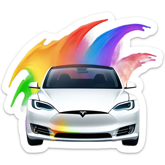 Rainbow  Tesla  sticker