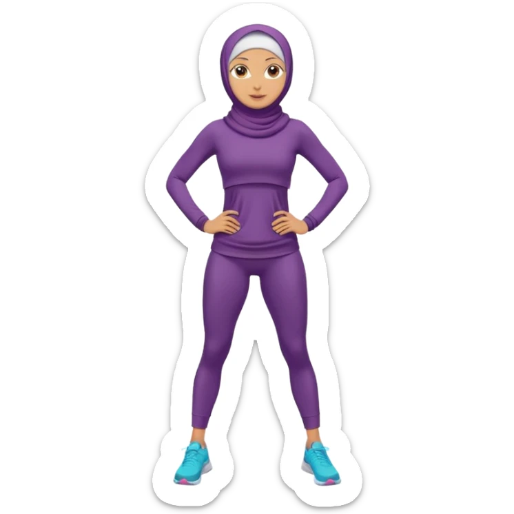 High resolution full body of a girl wearing a hijab and is a fitness trainer sticker