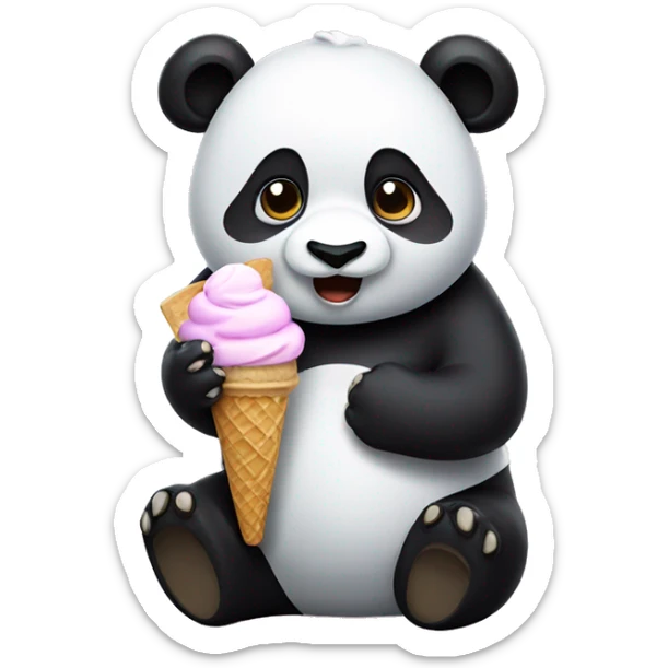 Panda eating ice cream sticker